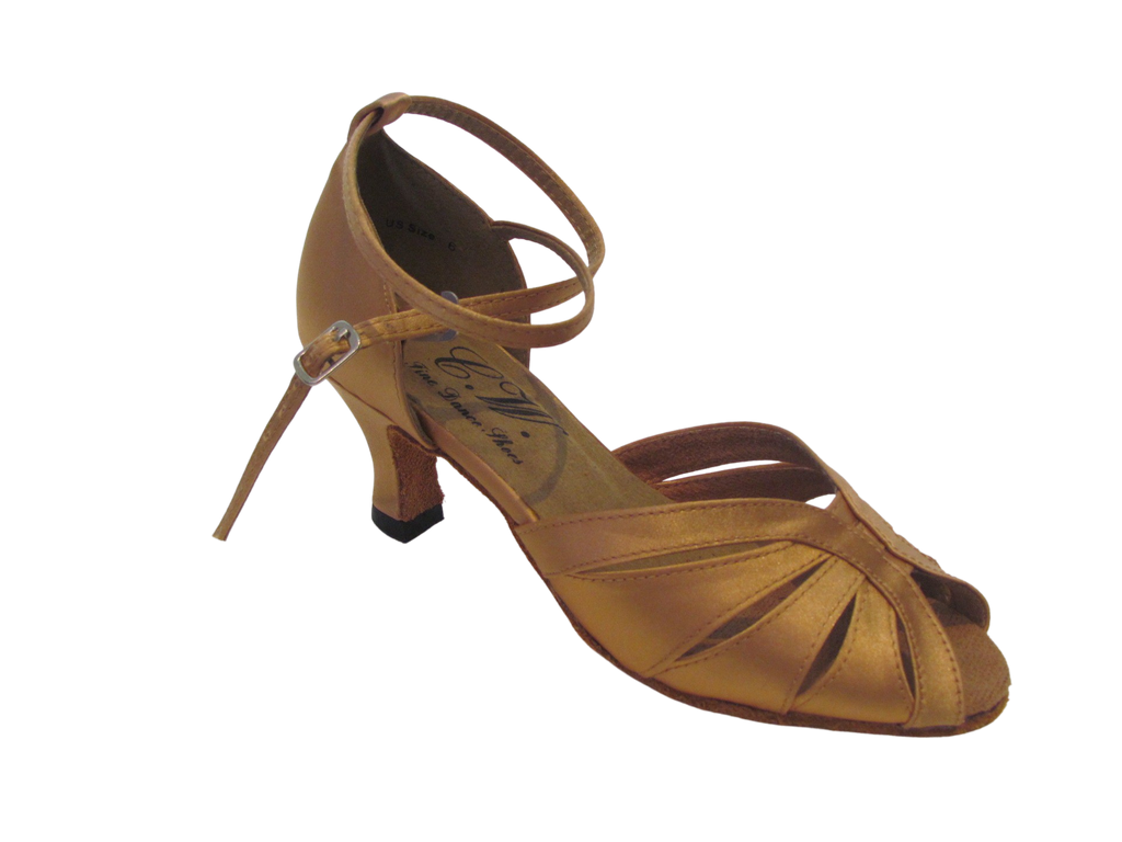 Women's Tan Satin Salsa/Latin Shoes - 271303