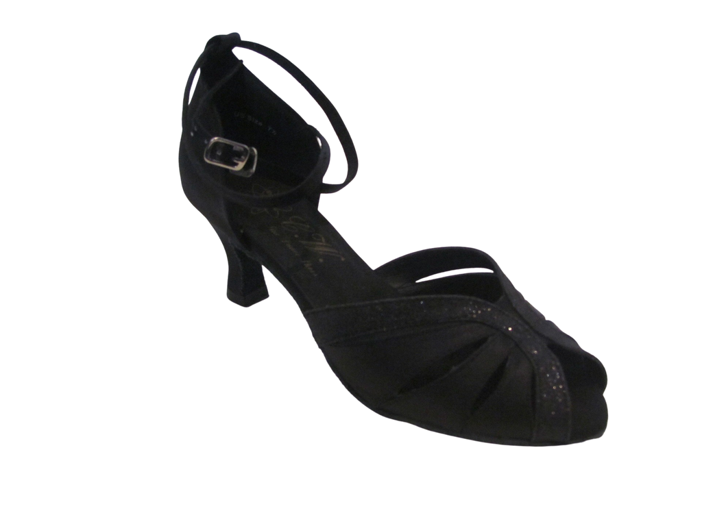 Women's Black Satin & Sparkle Salsa/Latin Shoes - 271308