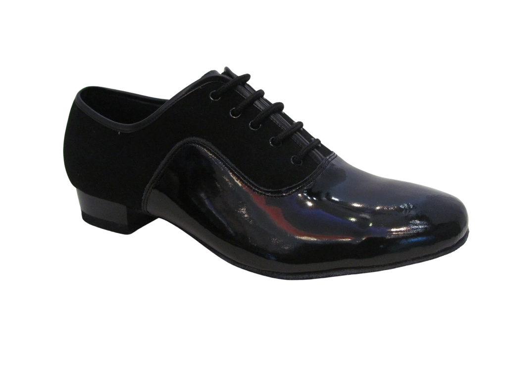 Men's Patent Black and Velvet Leather Shoes - 305