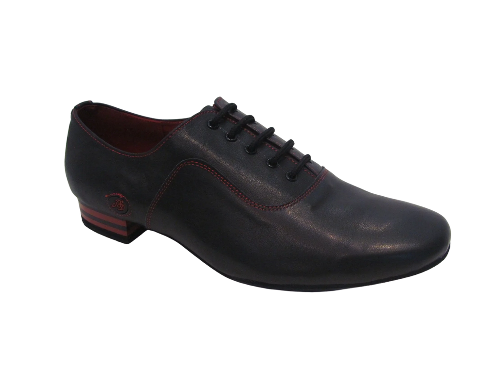 Men's Black Leather Standard Shoes - 332