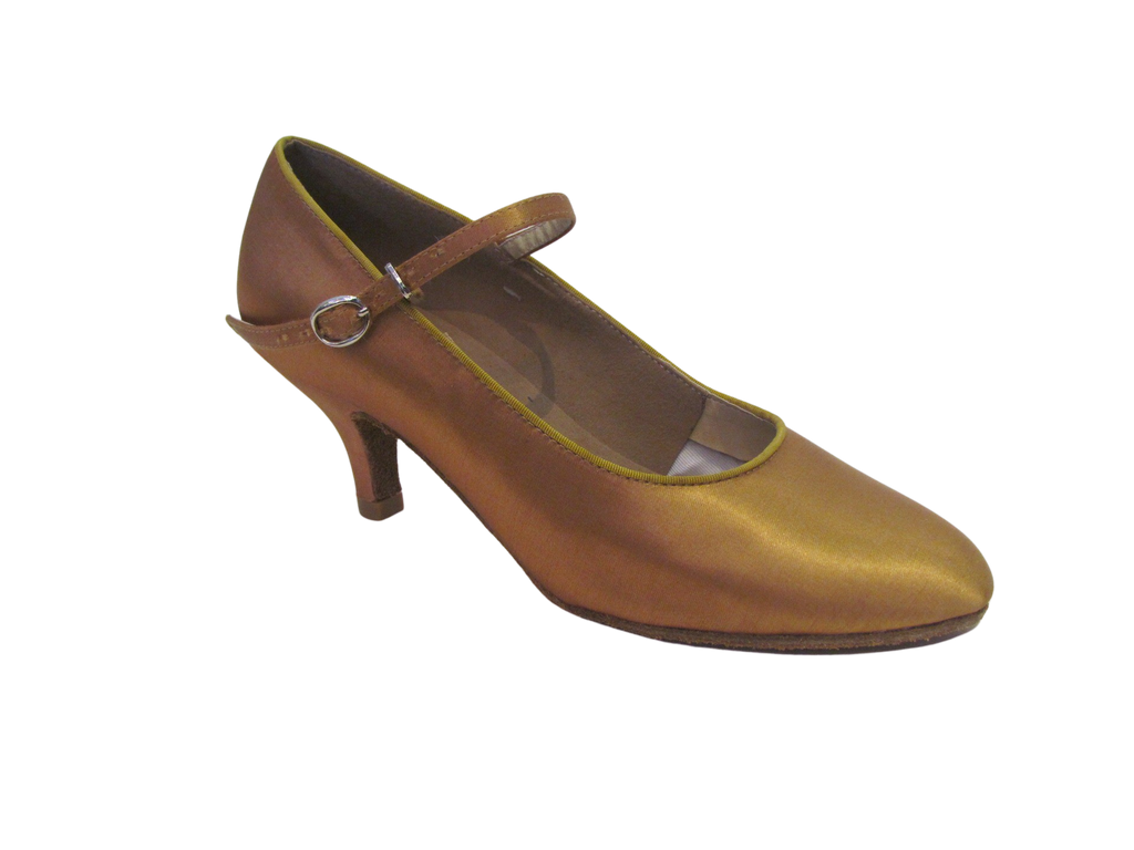 Women s Dark Gold Satin Ballroom Practice Shoes 5024 35