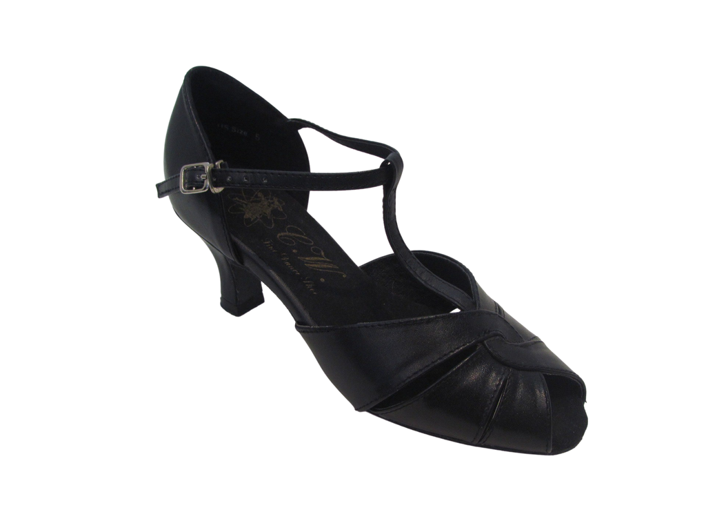 Women's Black Leather Salsa/Latin Shoes - 600617