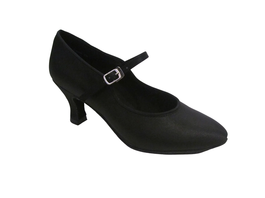 Women's Black Satin Ballroom Shoes - 680302