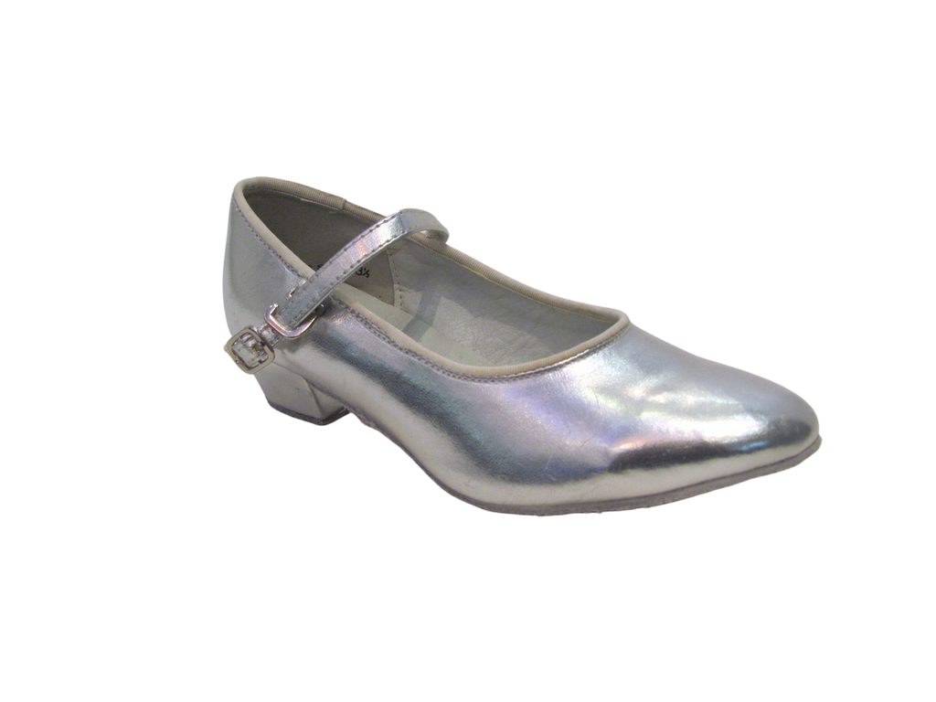 Kid's Silver PU Ballroom/Practice Shoes - 680204B
