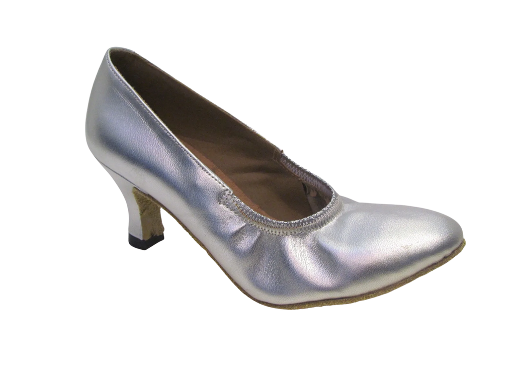 Women's Silver Leather Ballroom Shoes - 680402