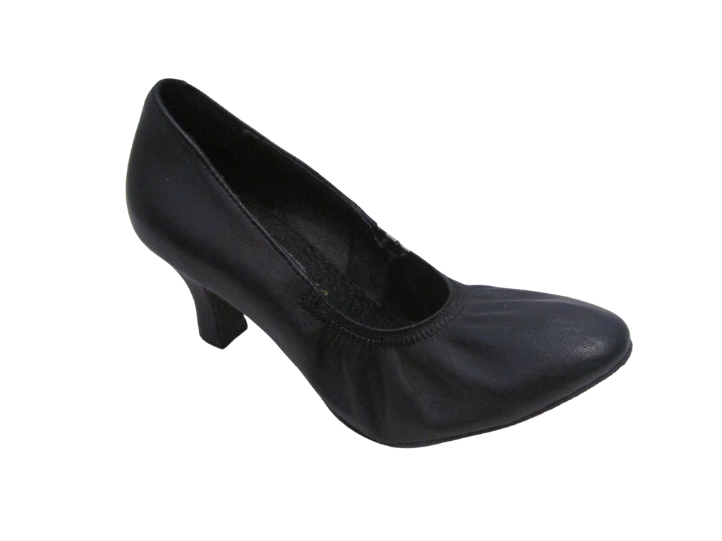 Women's Black Leather Ballroom Shoes - 680403