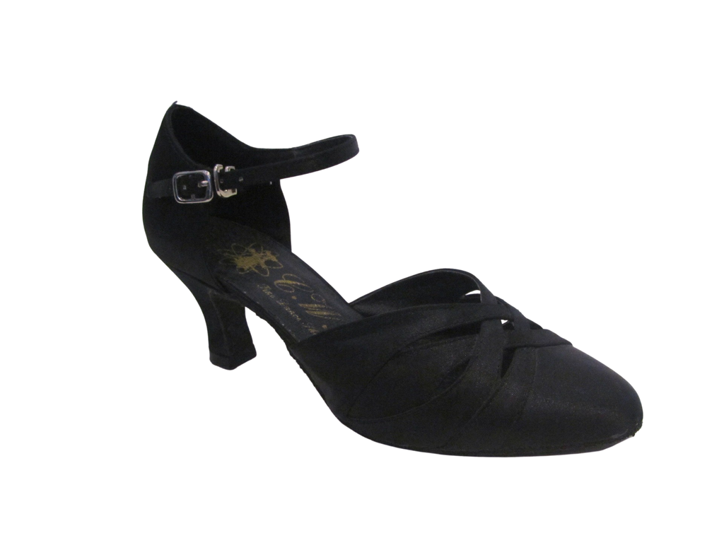 Women's Black Satin Ballroom Shoes - 683002
