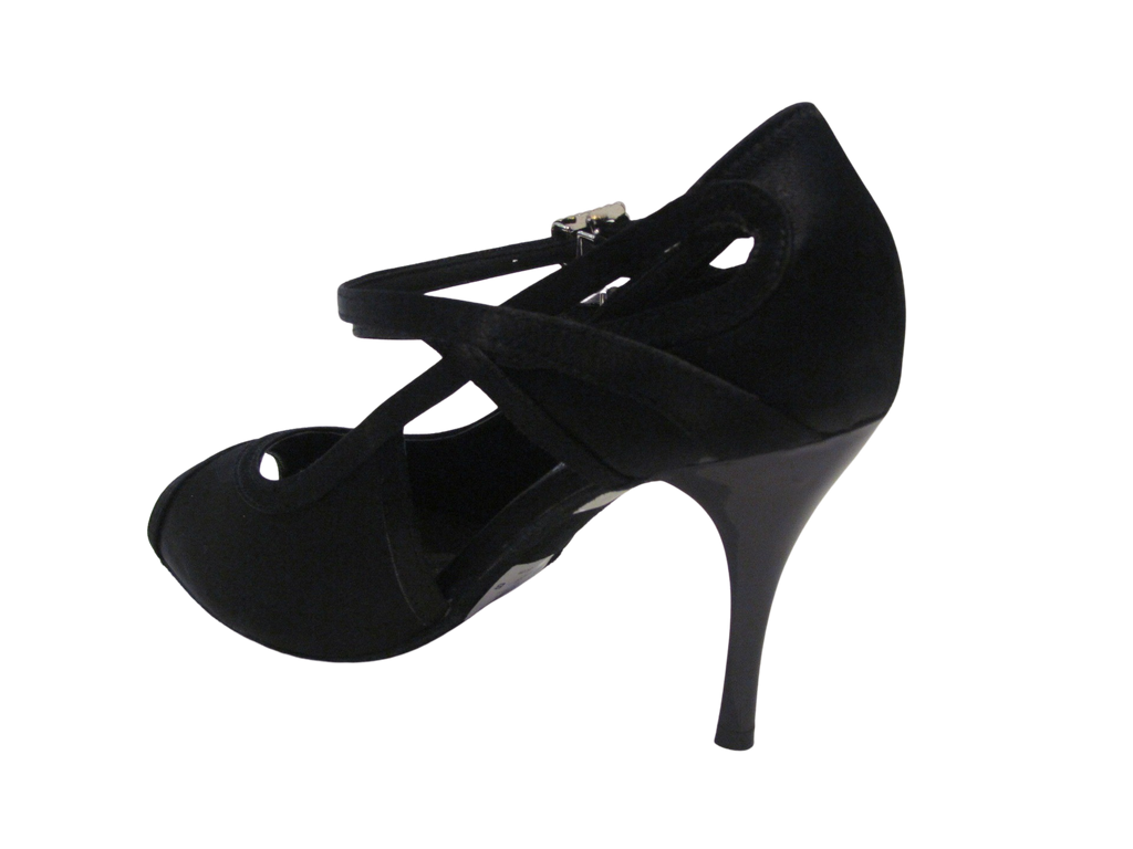 Women's Black Satin Salsa/Latin Shoes - 722- 28