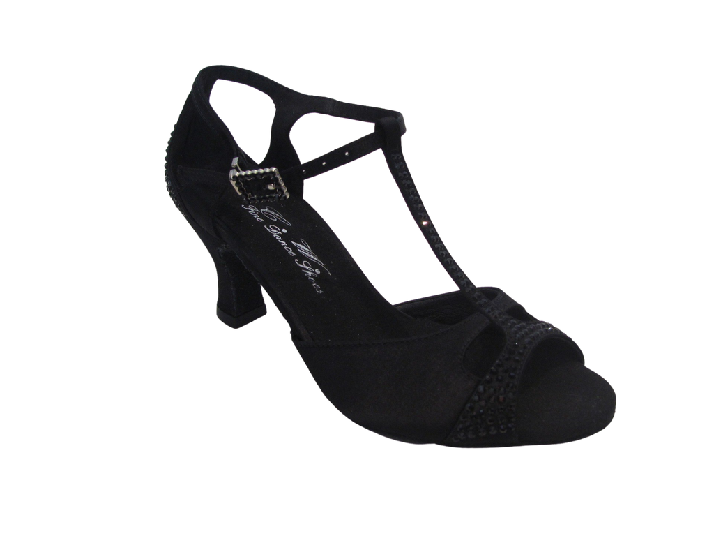 Women's Black Satin with Crystals Salsa/Latin Shoes - 736-13/736-19/736-28/736-25