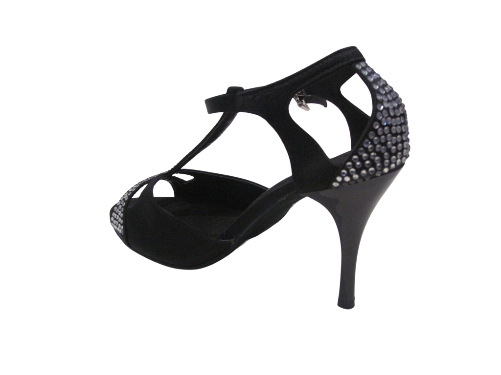 Women's Black Satin with Crystals Salsa/Latin Shoes - 736-13/736-19/736-28/736-25