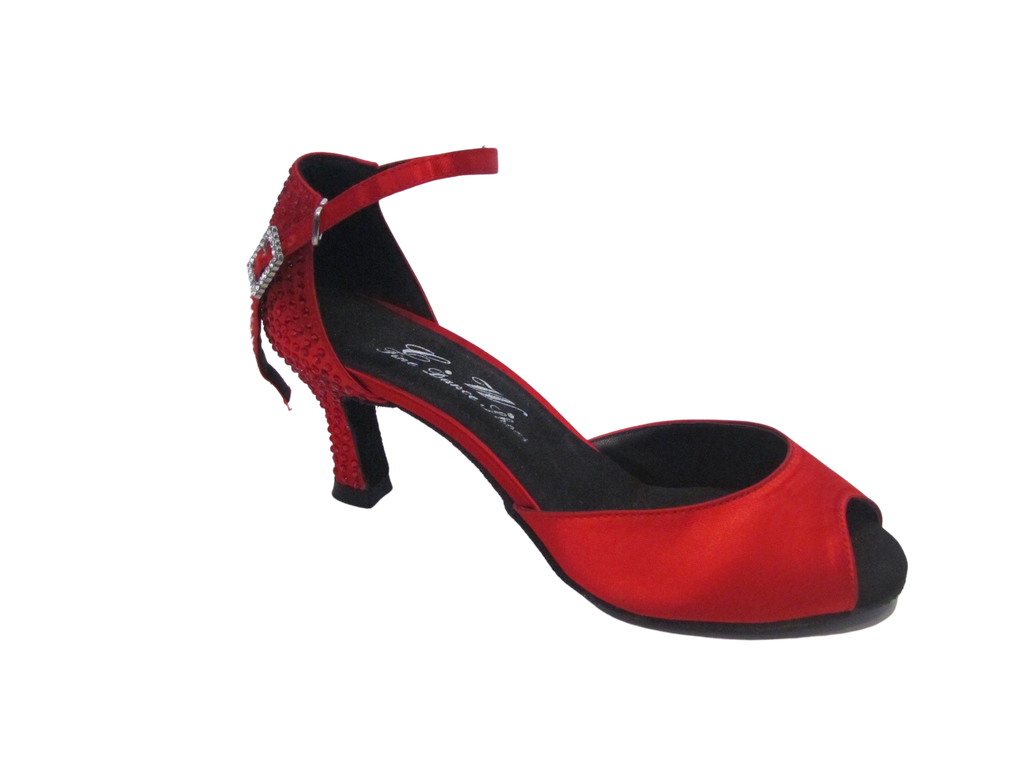 Women's Red Satin Salsa/Latin Shoes - 740-25/740-27