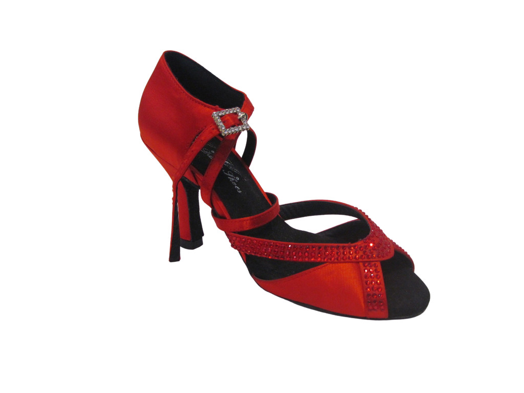Women's Red Satin Salsa/Latin Shoes - 751-23