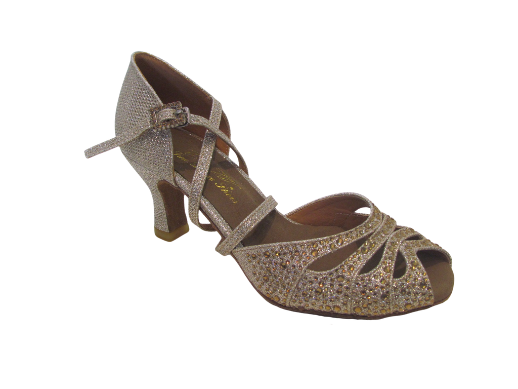 Women's Gold Crystals Salsa/Latin Shoes - 758-13/758-25