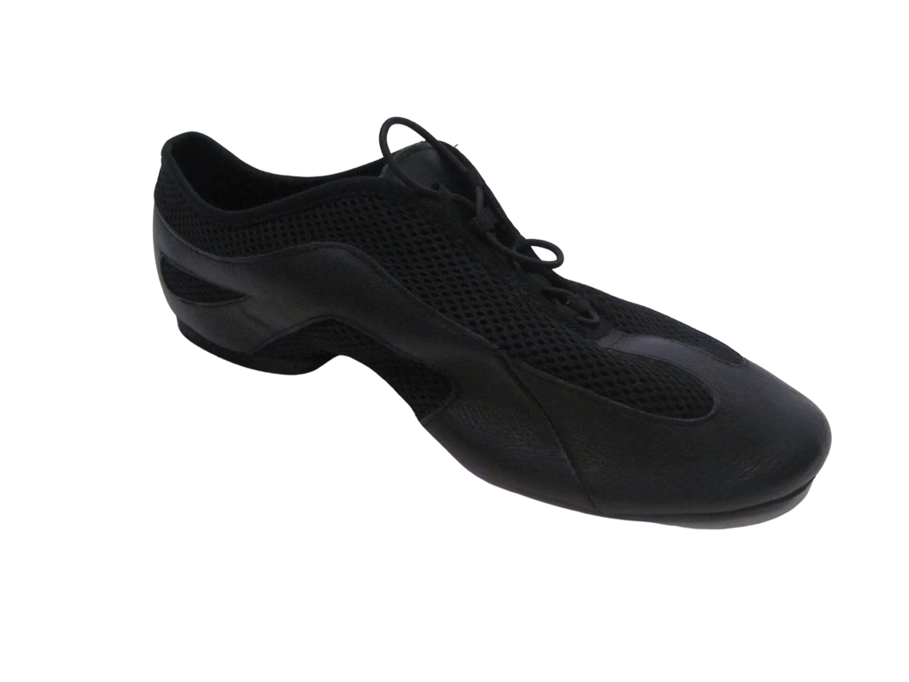Men's Ultra Light Black Leather Jazz Shoes - 7732