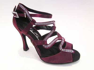 Women's Purple Satin with Crystals Salsa/Latin Shoes - 774B-25