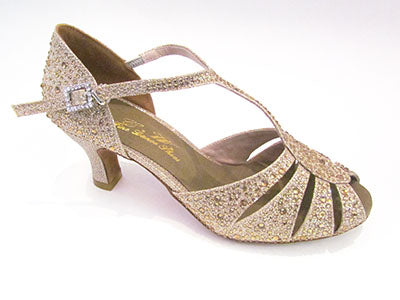 Women's Gold Sparkle with Crystals Salsa/Latin Shoes - 775