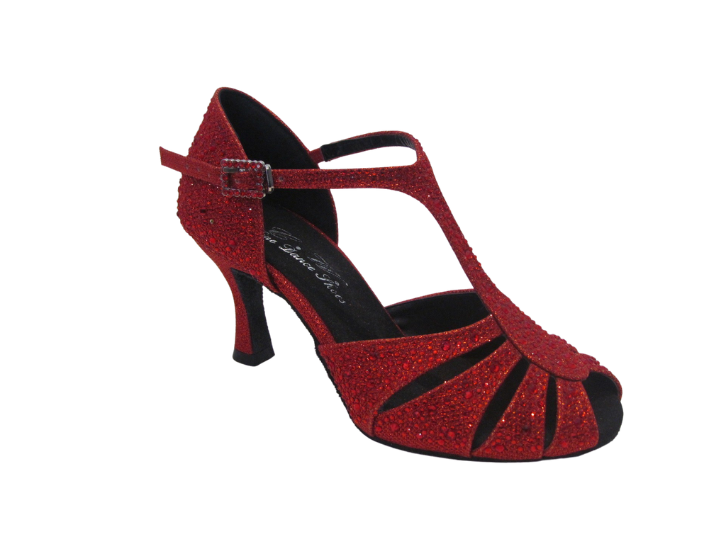 Women's Tan/Red Sparkle with Crystals Salsa/Latin Shoes - 775