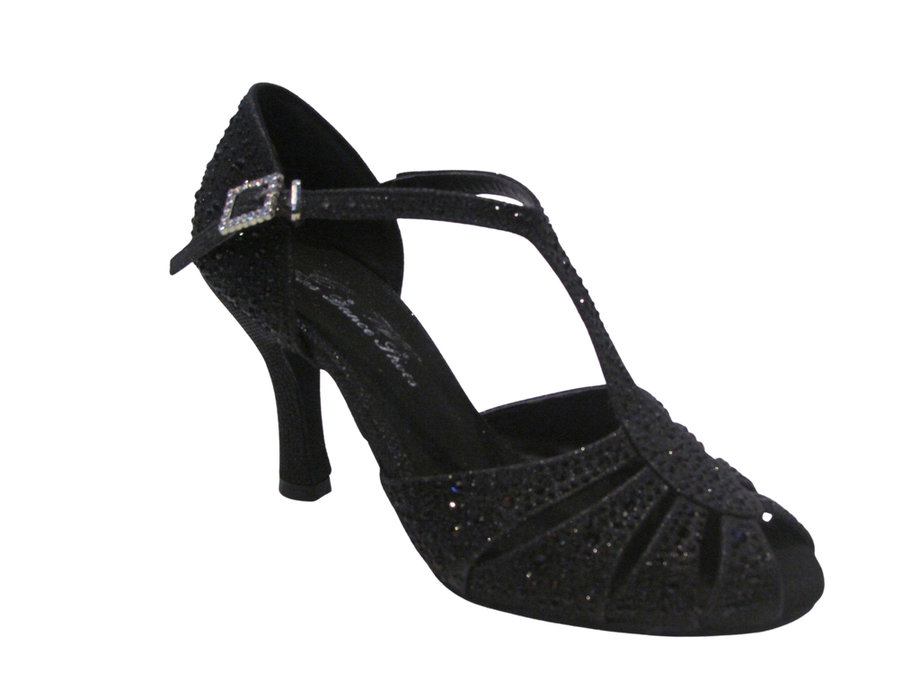 Women's Black Sparkle with Crystals Salsa/Latin Shoes - 775