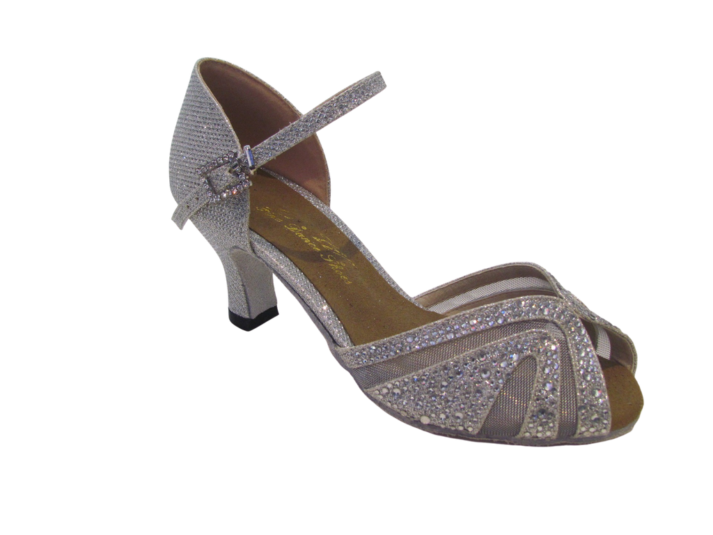Women's Silver/Gold/Red Sparkle with Crystals Salsa/Latin Shoes - 837-13