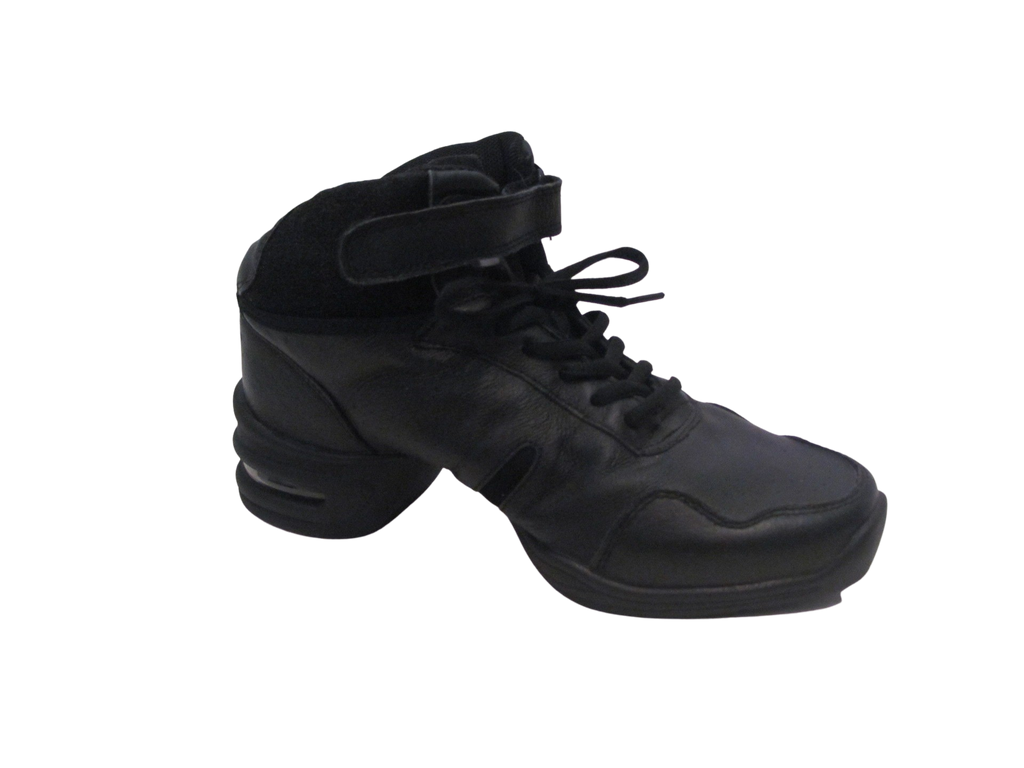 Women's Black Leather Air Cushion Jazz Sneaker - 8837